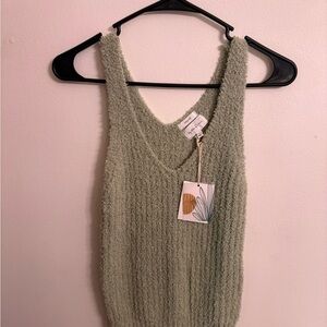 Small Textured Fuzzy Tank Top in Sage Green so soft nwt